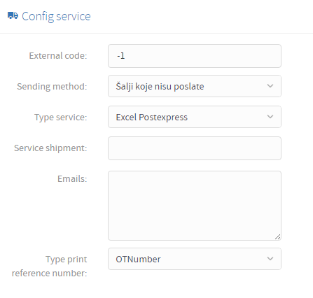 Polja za podešavanje kurirske službe