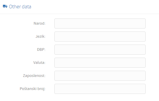 Kreiranje novog grada - tab order data