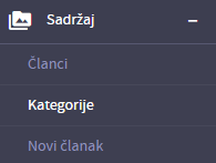 Pristup podsekciji Kategorija