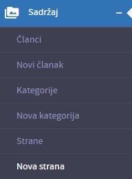 Pristup podsekciji nova strana