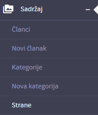 Pristup podsekciji Strane